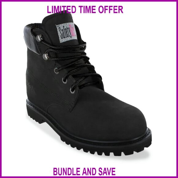 Shoes - Steel Toe Work Boots Waterproof Slip Resistant Lightweight Nubuck Leather Size